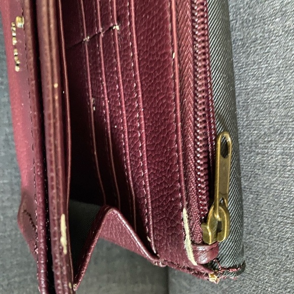 The Sak Pebbled Leather Wallet Wristlet Burgundy - Picture 6 of 10